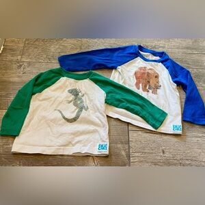 Gymboree Eric Carle Long Sleeve T-shirts Bear & Lizard (Lot of 2) 12-18mo